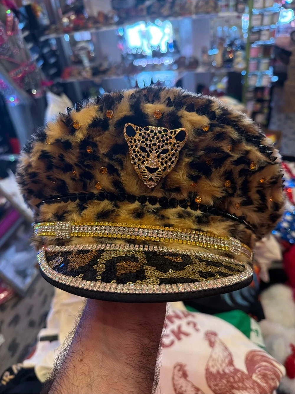 Festival Season! Nu Shuz Costumes Leopard Print Faux Fur Embellished Plush Hat